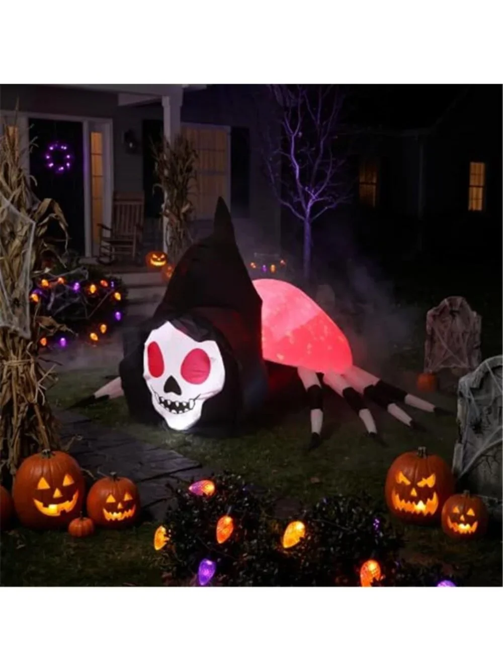 5.7FT Halloween Inflatable Skeleton Spider Outdoor Yard Decor with Magic